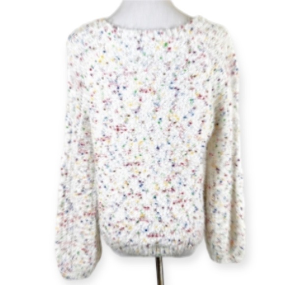 alya Color Flecked Eyelash Knit Sweater Crew Neck White Small - Picture 6 of 11